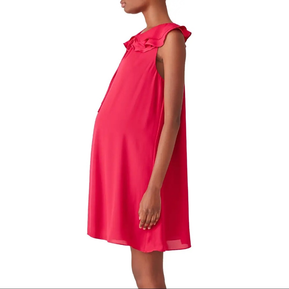 Amanda Uprichard Maternity Ruffle Sleeveless Shift Dress